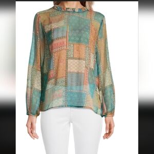 Patchwork Long Sleeve Blouse